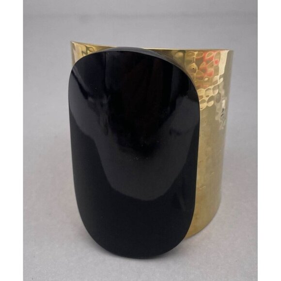 Bisjoux Solid Brass Handmade Hammered Textured Wide Tahiti Cuff Bracelet - Picture 2 of 9